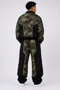Trendy <b>Camouflage</b> Custom Sublimation Windbreaker Retro Color Block Full Zip Jacket & Contrast Piping Joggers 2-Piece <b>Tracksuit</b> - Product Image 3