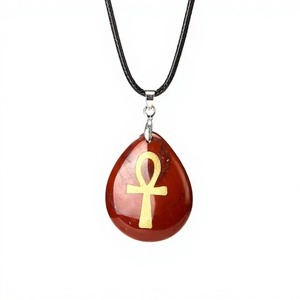 Pendentif Croix Ankh en Pierre de Cristal Gravée, Collier en Jaspe Rouge Naturel pour Femme, Bijou Religieux de Style Égyptien Reiki - Product Image 4