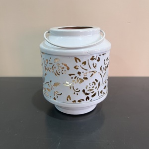 Decorative Metal <b>Lantern</b> <b>Candle</b> Holder White Floral Cutwork Hanging <b>Lantern</b> Home Decor - Product Image 2