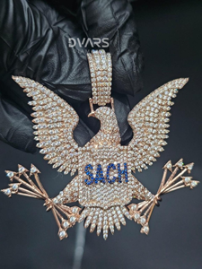 Nuevo Colgante de Águila con Incrustaciones de Diamantes, Estilo Hip Hop para Hombre, Chapado en Oro, con Moissanita, Personalizable con Nombre o Logotipo, Ideal para Regalo - Product Image 1