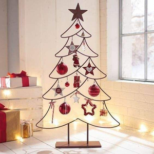 Sapin de Noël artistique en métal avec étoile sur le dessus, conçu pour les décorations intérieures festives, les accents modernes pour la maison ou les thèmes de Noël pour le bureau. - Product Image 4