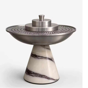 Brûleur d'encens en métal avec base en marbre nordique, Mabkhara arabe, encensoir à charbon d'oud et bakhoor, support de parfum de table, OEM Direct - Product Image 5