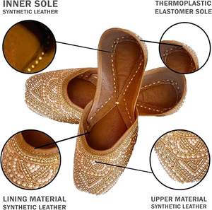 Calzado de Diseño Personalizado con Pedrería de Alta Costura, Zapatos Khussa Elegantes, Jutti Punjabi, Pantuflas Planas, Chanclas, Khussa de Interior para Mujer - Product Image 3