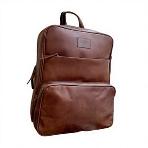 Sac à dos pour ordinateur portable en cuir véritable 100% imperméable pour homme avec port USB, ceinture à coussin d'air - Sac à dos pour l'école et les voyages 15,6 pouces - Product Image 1