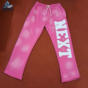 High Quality Custom Oversized Acid Wash <b>Tracksuit</b> <b>Pink</b> Distressed Raw Edge Patchwork Rhinestone Full Zip Hoodie Sweatpants Set - Product Image 5