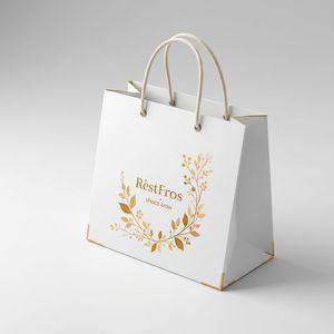 Sacs en papier de luxe de taille moyenne pour bijoux, avec logo estampé or et personnalisables - Product Image 1