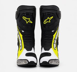 Bottes de moto mi-mollet Super R-Tech pour homme, jaune, noir, blanc, dessus en cuir véritable, doublure en mesh, semelle intermédiaire en EVA, fermeture éclair, caoutchouc - Product Image 4