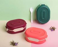Lonchera de plástico de alta calidad con contenedor para salsa y compartimentos separados para condimentos al mejor precio por proveedor.