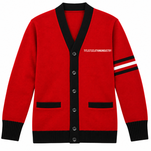 Pulls à col en V personnalisés de haute qualité avec lettres et logos d'universités, cardigans tricotés unisexes - Product Image 1