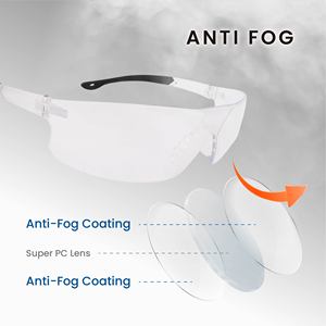 SA1333 Cheap Frameless Safety Glasses Clear PC UV380 ANSI/EN Certified Anti-Fog <b>Scratch</b> Resistance Non-slip Nose <b>Pads</b> - Product Image 2
