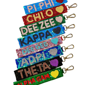 Handcrafted <b>Beaded</b> Embroidered Keychain Colorful Fabric <b>Thread</b> Work Custom Keychain Wholesale Supply - Product Image 6