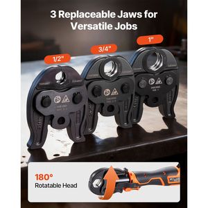 ProPress 18V <b>Electric</b> 1/2" 3/4" 1\" Copper Tubes Pipe Crimper Tool Kit 3 VUS Pr for <b>Wire</b> Crimping - Product Image 4