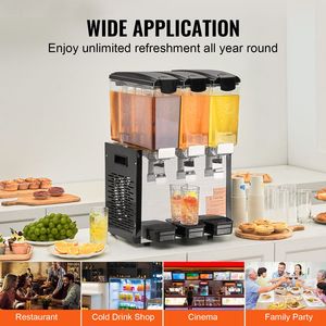 Dispenser per Bevande Commerciale 10L/10.6QT in Acciaio Inox, Macchina per Tè Freddo 440W con 3 Serbatoi, 220V, Materiale PC - Product Image 6