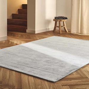 Minimalist Silver Grey Viscose Area Rug Plush Luxury Carpet Soft Modern Handloom Living Room Bedroom Office Nursery Floor Decor - Product Image 1
