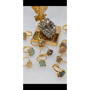 Anillo Ajustable de Piedra Preciosa Natural Hecho a Mano, Chapado en Oro, Figura Decorativa, Artesanía Unisex, Joyería de Moda, Tallados - Product Image 5