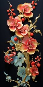 Arte Floral de Pared en Aluminio 3D Original en Oferta, Decoración Floral Colgante para Sala de Estar, Dormitorio, Hotel, Terraza - Product Image 3