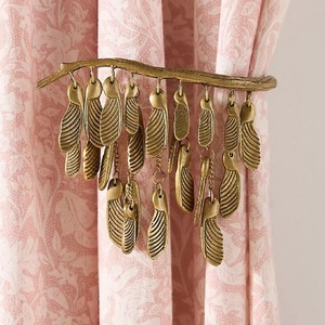 Attache de rideau en forme de feuilles, attache de rideau en métal, attache de rideau de luxe, support de rideau de fenêtre, pour la maison et l'hôtel, en laiton et aluminium - Product Image 4