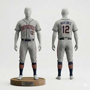 Ensemble uniforme de baseball Coyotes pour homme – Maillot à manches courtes et pantalon rayé en polyester, anti-humidité, coupe régulière, tenue d'équipe adulte - Product Image 1