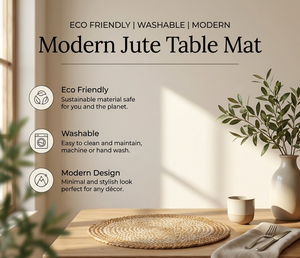 Set de table rond en jute tressé bohème, taille et couleur personnalisées, antidérapant et lavable, marque TANARI, pour la cuisine et la salle à manger - Product Image 2