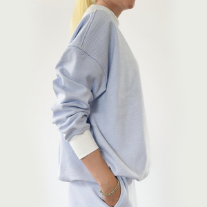 High Quality Custom Women's Sets Soft Cotton Fleece <b>Drop</b> Shoulder Baggy Pullover Mockneck Sweatshirt Winter Autumn Streetwear - Product Image 5