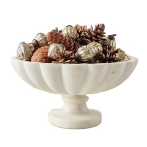 Plateau central en pierre sculpturale moderne, base de bol en marbre artisanal minimaliste, pour une décoration intérieure haut de gamme et un style de table - Product Image 1