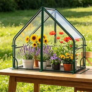 Mini Invernadero Portátil de 36 x 20 x 34 Pulgadas, de PVC Transparente para Cultivo, Resistente al Agua y al Viento, con Base de Madera y PE Verde - Product Image 4
