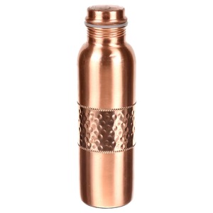 High End Quality Copper <b>Water</b> <b>Bottle</b> with Hammered Pattern Portable Travel Drinkware Traditional Design Lids Included - Product Image 1