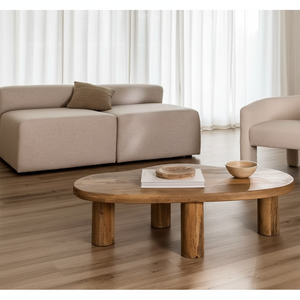 Mesa de Centro de Madera de Mango Hecha a Mano de Estilo Moderno con Patrón Curvo para Muebles de Sala de Estar, Uso en el Hogar - Product Image 3