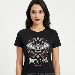 Camiseta Gótica de Vampiro Personalizada para Mujer, 100% Algodón, Diseño Gráfico de Lujo Nocturno, Fabricante Global - Product Image 4