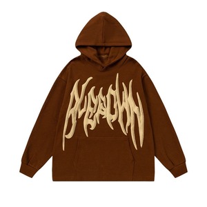 Sweat-shirt à capuche premium pour homme, imprimé en relief, coupe décontractée à épaules tombantes, en mélange de coton, style streetwear - Product Image 1