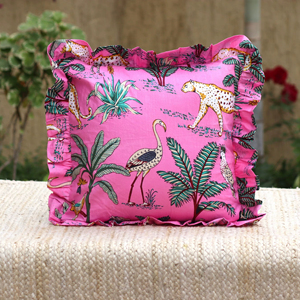 Housse de coussin carrée bohème artisanale 100% coton, imprimée à la main, motif végétal, écologique, durable, douce, personnalisable - Product Image 1