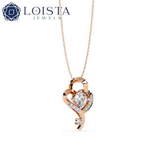 Pendentif personnalisé plaqué or 18 carats, style tendance et mignon, fantaisie, léger, pour un usage quotidien, pour femmes, diamant de laboratoire taille brillant rond - Product Image 2