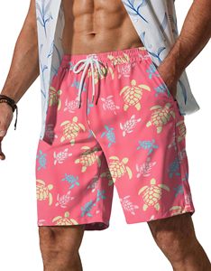 Short de bain pour hommes, imprimé dégradé, taille élastique avec cordon de serrage, pour la plage, l'été, les vacances, coloré, léger, haut de gamme - Product Image 6