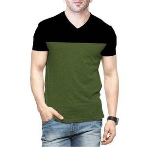Camiseta de Cuello en V para Hombre, Manga Corta, 100% Algodón - Product Image 1