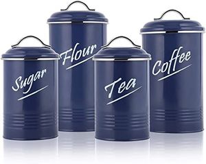 Farmhouse Metal Canister Cylinder With Lid Country Living Design <b>Kitchen</b> <b>Storage</b> Container Freshness Preservation - Product Image 2