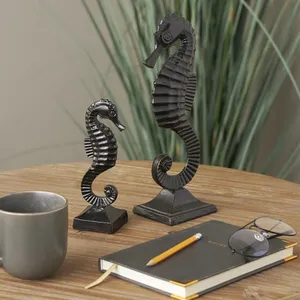 ZE-3386W Figura de Caballito de Mar en Aleación de Zinc Plateada, Decoración para el Hogar, Artesanía Metálica, Escultura de Animal, Pieza de Arte Fundido - Product Image 2