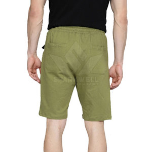 Pantalones Cortos Bermuda de Lona 100% Algodón Verde Oliva para Hombre, Cintura Elástica con Cordón, Corte Medio, Secado Rápido, Casuales de Verano - Product Image 3