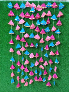 Multicolor Net & Gota Indian Wedding Decoration Mehndi Decor,Party Backdrop Colorful Net Hanging Bunches Wedding Props para - Product Image 3