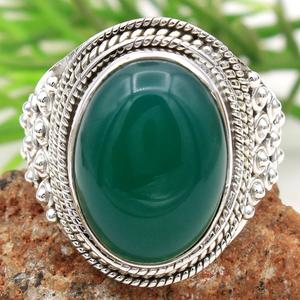 Bague en argent avec pierre précieuse de jade vert, argent sterling 925, pour elle, bijoux faits à la main - Product Image 3