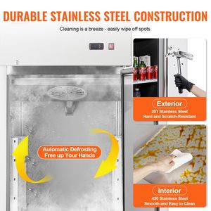 Frigorifero Commerciale Verticale a Porta Singola in Acciaio Inossidabile da 19,32 Cu.ft (546 L) con Apertura a 27 Pollici (68,6 cm) per Cucine Professionali - Product Image 3