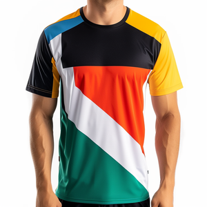 T-shirt homme manches courtes col rond 100% polyester, séchage rapide, design sublimation multicolore, soldes d'été, prix bas - Product Image 1