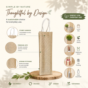 Elegant Jute Wine <b>Bottle</b> Packaging <b>Bag</b> | Reusable Drawstring Gift Carrier Eco Friendly Single <b>Bottle</b> Wholesale Supply Custom - Product Image 5