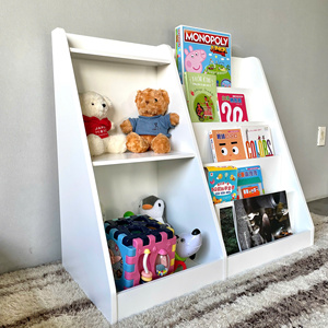 Children's Storage Book Display Rack Organizer Cabinet Kids <b>Bookcase</b> with MDF & <b>Pine</b> Multifunction for Playroom Nursery Bedroom - Product Image 5