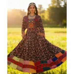 Robe Banjara de couleur magnifique, robe vintage pour femmes, style afghan Kuchi tribal, longueur au sol, tissu respirant et séchage rapide, Salwar Kameez. - Product Image 6