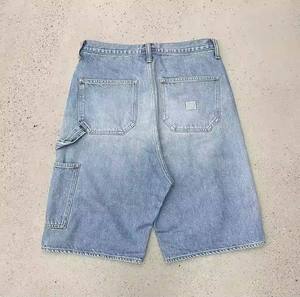 Shorts en jean pour homme de qualité supérieure, personnalisés, style streetwear, taille haute, baggy, avec strass, délavés à l'acide, vintage - Product Image 3
