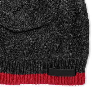 OEM Beanie Unisex Knit Beanie Hat Solid Color Contrast Red Trim Hand Knitted Warm <b>Winter</b> <b>Cap</b> Casual Style Adult - Product Image 3