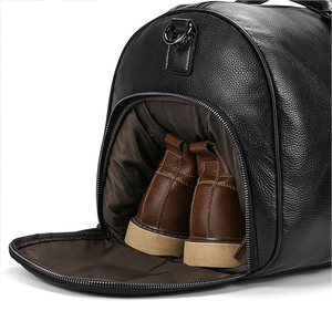 Men's Genuine Leather <b>Duffel</b> <b>Bag</b> 30-40L Zipper Closure Soft Handle Casual Style Interior Compartment Gym Travel <b>Bag</b> - Product Image 5