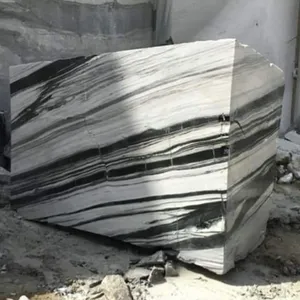 Losa de Mármol Blanco Panda, Piedra Natural de Alta Gama con Vetas Negras y Grises Oscuros, Diseño Moderno y Duradero para Decoración de Pisos de Sala de Estar - Product Image 1