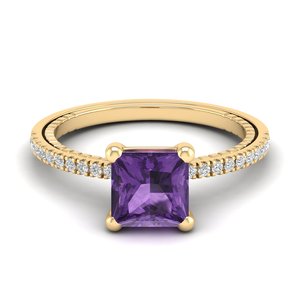 REYES Classic Design Amethyst Gemstone with Diamonds Ring in 14K Solid White Gold GRA Certified Fine Jewelry For Women - Product Image 6