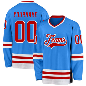 Maillots de hockey personnalisés imprimés aux États-Unis, sublimation, nom et numéro personnalisés, uniforme d'équipe, séchage rapide, 100 % polyester, fournisseur en gros - Product Image 1